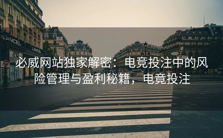 必威网站独家解密：电竞投注中的风险管理与盈利秘籍，电竟投注  第2张